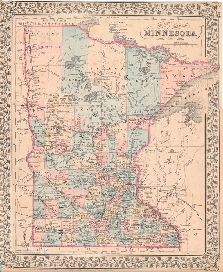 Item #47437 County Map of Minnesota. MINNESOTA -- Map.