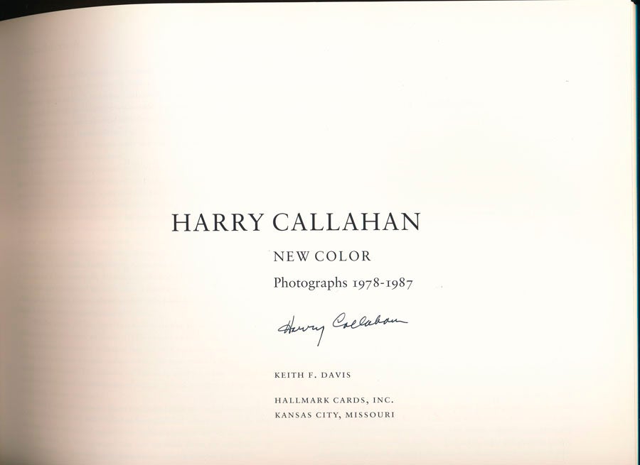 New Color: Photographs 1978-1987 by Harry CALLAHAN on Main Street Fine  Books & Manuscripts