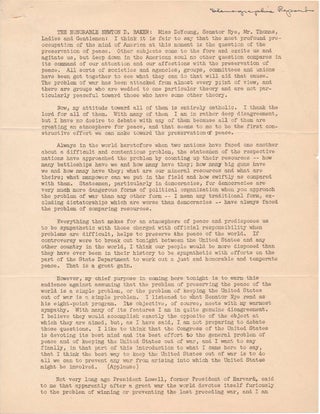 Item #47666 Typed Document Signed. Newton D. BAKER