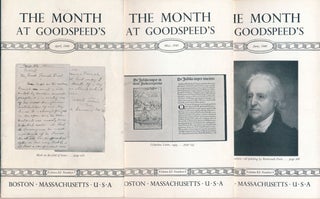 Item #47869 The Month at Goodspeed's Book Shop: Volume XI, Nos. 7-9. Norman L. DODGE