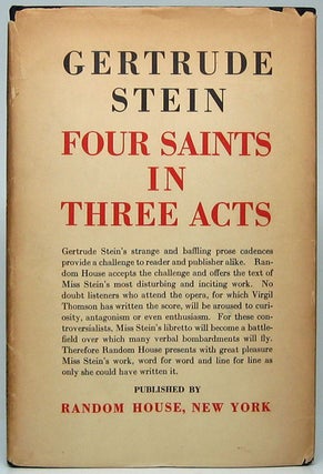 Item #48564 Four Saints in Three Acts: An Opera to Be Sung. Gertrude STEIN