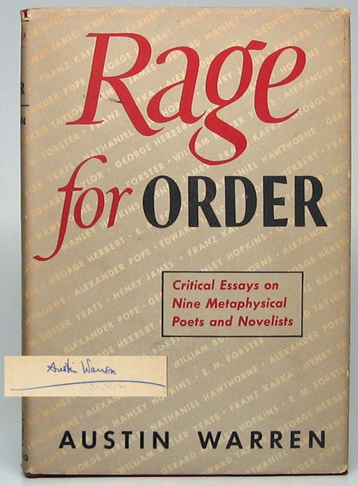 Item #48573 Rage for Order: Essays in Criticism. Austin WARREN.
