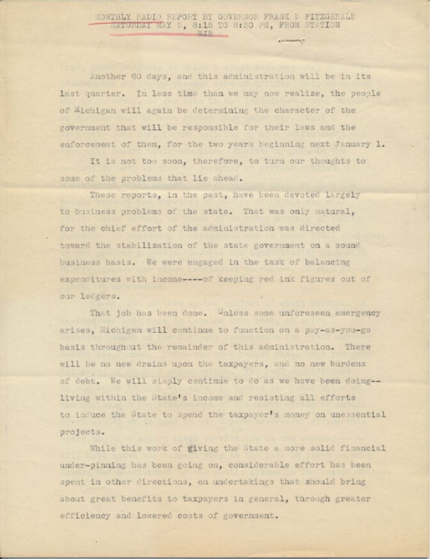 Typed Letter Signed / Typed Manuscript Signed | Frank D. FITZGERALD