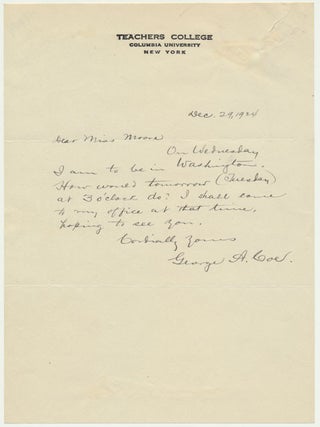 Item #48804 Autograph Note Signed. George A. COE