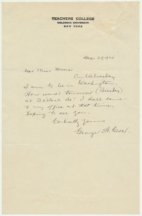 Item #48804 Autograph Note Signed. George A. COE