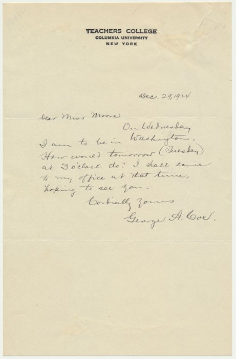 Item #48804 Autograph Note Signed. George A. COE.