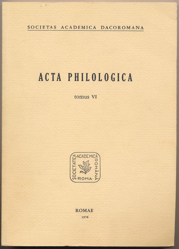 Item #49043 Acta Philologica: Tomus VI. PHILOLOGY -- JOURNAL.
