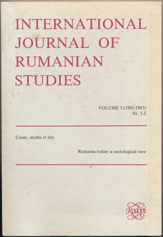 ALEXANDRESCU, Sorin (editor) - International Journal of Rumanian Studies: Volume 3 (1981-1983, Nr. 1-2)