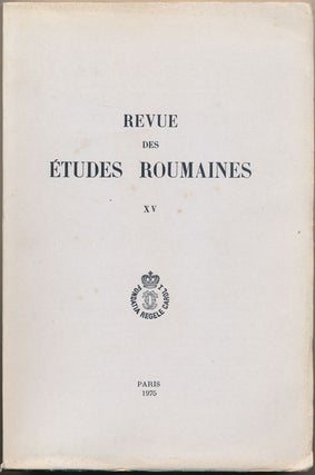 Revue des Études Roumaines: Tome XIII-XIV and Tome XV.