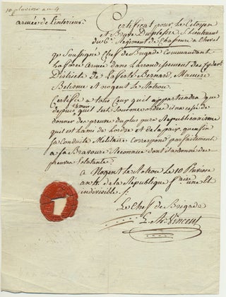 Item #49435 Autograph Document Signed. Luc Antoine VINCENT
