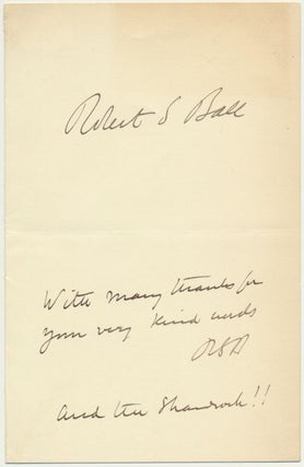 Item #49453 Autograph Note Signed. Robert S. BALL
