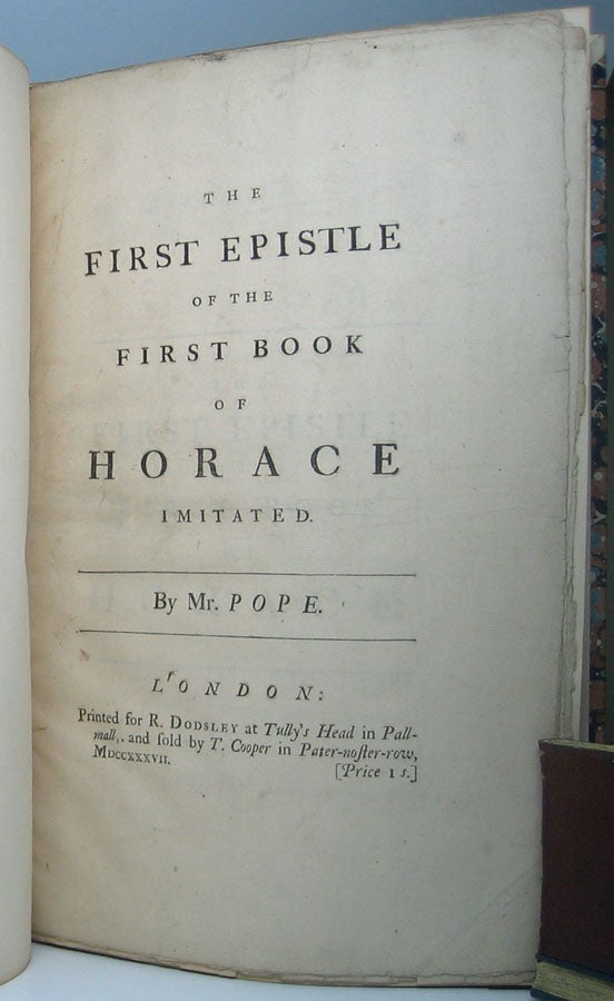Item #49459 The First Epistle of the First Book of Horace Imitated. Alexander POPE.