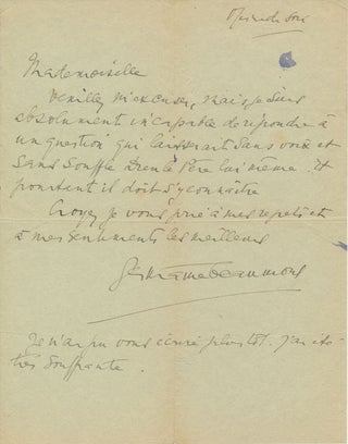 Item #49564 Autograph Letter Signed. Germaine BEAUMONT