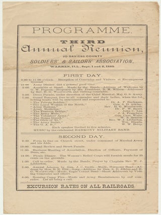 Item #49574 Programme. Third Annual Reunion, Jo Daviess County Soldiers' & Sailors' Association,...
