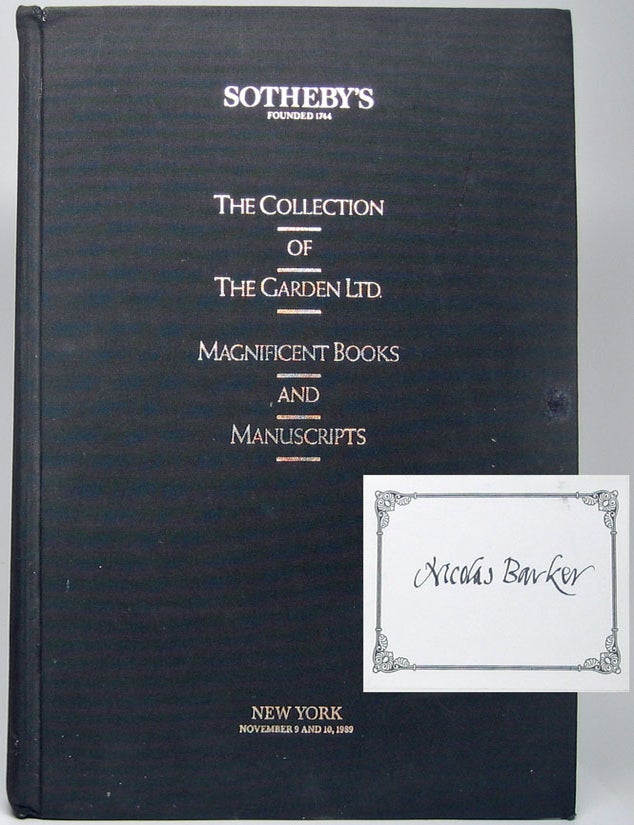 Item #49575 The Collection of The Garden Ltd. Magnificent Books and Manuscripts. Haven O'MORE, preface.