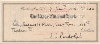 Item #49581 Partly-Printed Autograph Document Signed. Jessie Harlan Lincoln RANDOLPH