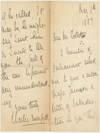 Item #50734 Autograph Letter Signed. Charles BERESFORD, 1st Baron Beresford