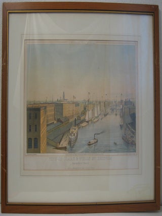 Item #50745 View of Clark & Wells St. Bridges From the Foot of River St. CHICAGO -- COLOR...