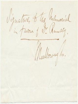 Item #51147 Inscription and Signature. John Spencer CHURCHILL, 7th Duke of Marlborough
