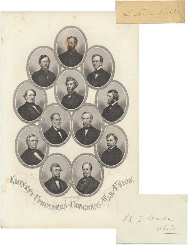 Item #51918 Pair of Signatures / Unsigned Portrait. Lyman TRUMBULL, Benjamin F. WADE.