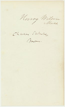 Item #51988 Signatures / Unsigned Portraits. Henry WILSON, Charles SUMNER