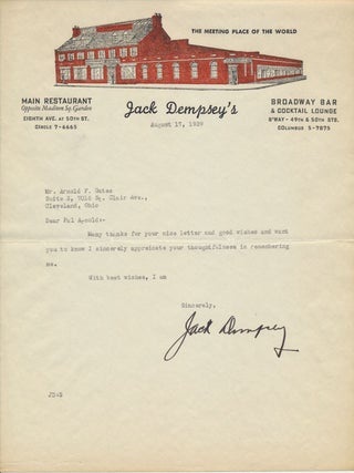 Item #52073 Typed Note Signed / Unsigned Photograph. Jack DEMPSEY