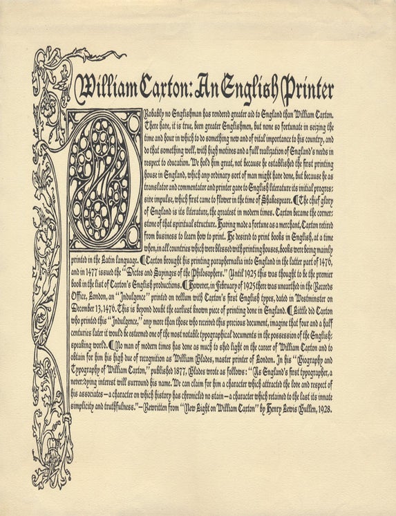 Item #52561 William Caxton: An English Printer. William CAXTON.