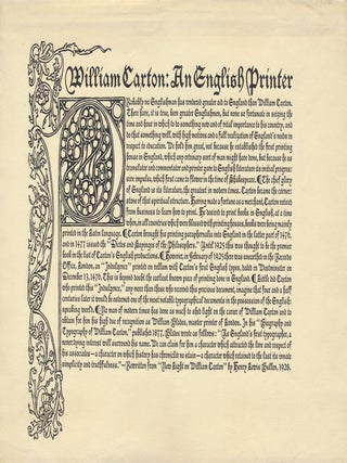Item #52561 William Caxton: An English Printer. William CAXTON