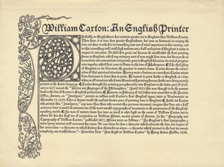 Item #52561 William Caxton: An English Printer. William CAXTON