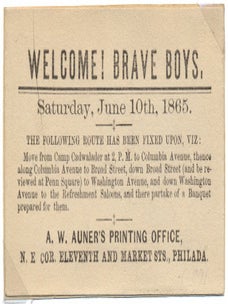 Item #52883 Welcome! Brave Boys. CIVIL WAR / PHILADELPHIA